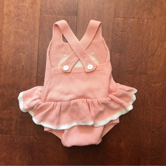 Retro Paradise Pink Knit Heart Overalls, Size Small - Picture 4 of 13